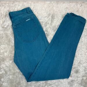 Jordache Teal Turqoise Blue Vintage High Waist Jeans 27" Waist